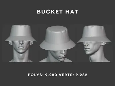 Bucket Hat - Beige PBR 4K Low-poly 3D model