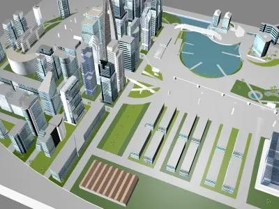 Buildings City building industrial park commercial housing 3D model V12