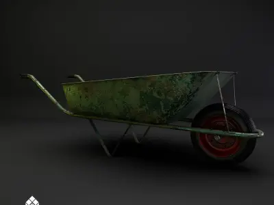 Rusty wheelbarrow Low-poly 3D model