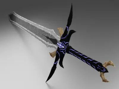 Fang of Rakhan Game-Ready PBR 3D Sword  Low-poly 3D model