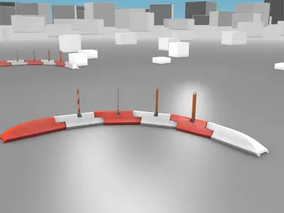 White and Red Road Traffic Barrier - Part 28 - Low-poly 3D model