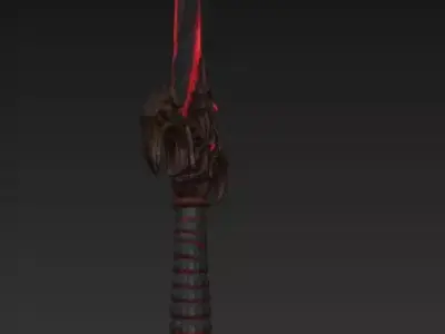 Bloodbound Dagger Cursed Obsidian Blade with Glowing Red Runes 3D model