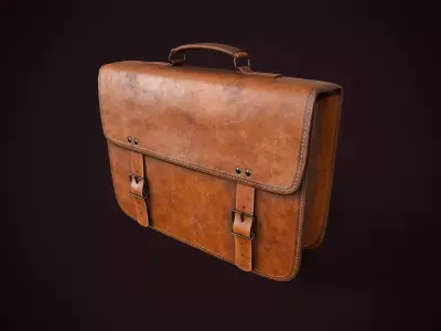 Vintage Leather Briefcase  Low-poly 3D model
