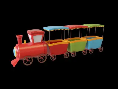children train cartoon lowpoly toy Low-poly 3D model