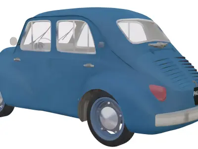 Car Renault 4CV Low-poly 3D model