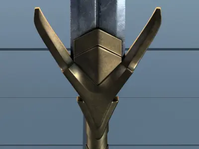 Sword 3 PBR hanging from glass wall 3D model