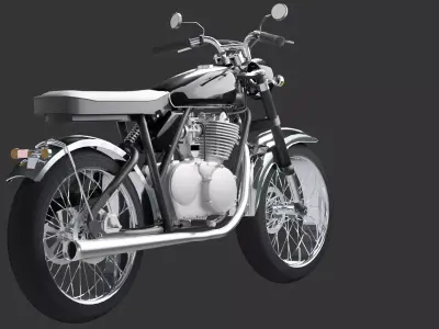 Classic Retro Motorcycle 3D Model     PBR Blender FBX OBJ GLB 3D model