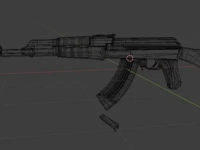 AK 47 Low-poly 3D model 2