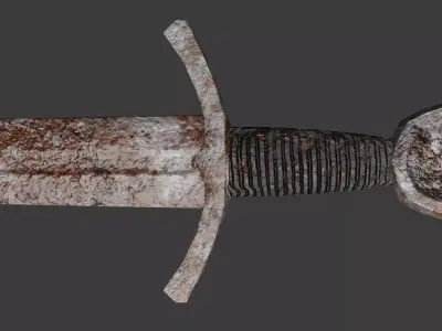 low poly Western European Italy 1450 Sword New Used Rust Low-poly 3D model