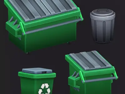 Stylized Urban Props Pack Low-poly 3D model purchase