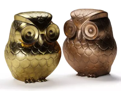 Indian metal  figurine of owl 3D model