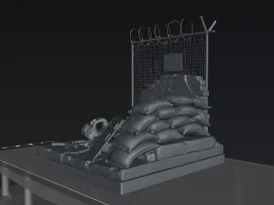 Urban Military Diorama Base STL 3D Print Display Terrain 3D print model