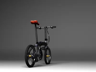 Bicycle folding bike Low-poly 3D model titanium Low-poly 3D model
