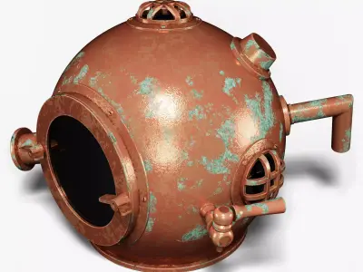 Antique Scuba Divers Helmet 3D model