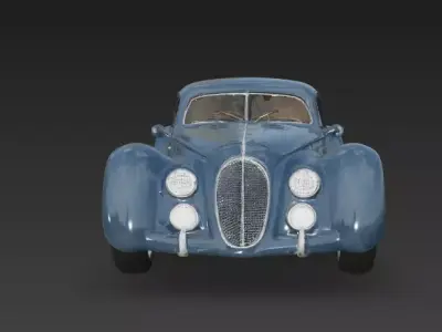 The Azure Streamliner Realistic Vintage Coupe 3D Model Low-poly 3D model