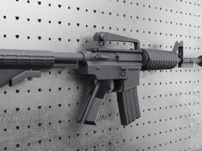 Colt M4A1 AR15 Carbine Assault Rifle Machine Gun Low-poly 3D model