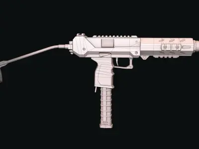 SMG 12 Lowpoly and Highpoly Low-poly 3D model