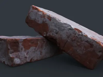 Brick 1 PBR Game Ready two bricks Low-poly 3D model