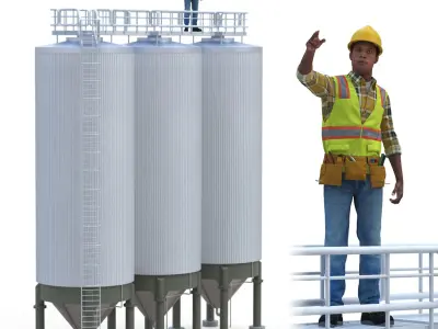  Silo Fermentation Tanks Worker 