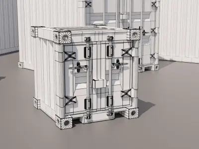 Containers - 5 sizes - Blue Low-poly 3D model