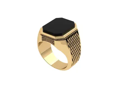 Emerald Art Deco Ring 3D print model 40