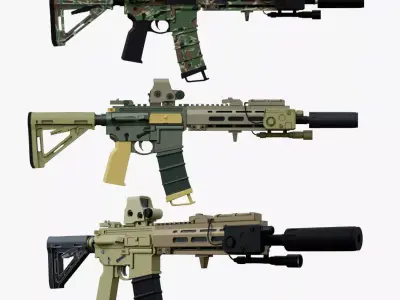 Assault Rifle HK416 A5 Low-poly 3D model