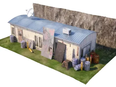 Wooden Barracks Free low-poly 3D model