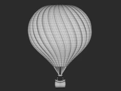 Cartoon hot air balloon Low-poly 3D model