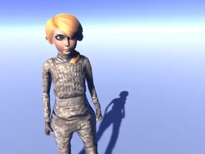 Solomia - animated rigged Military Female Low-poly 3D model