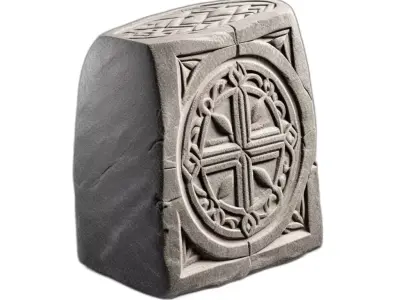 Ancient Celtic Carved Stone Block Low-poly 3D model