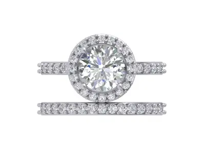 Solitair Ring Bridal Set 3D print model 36