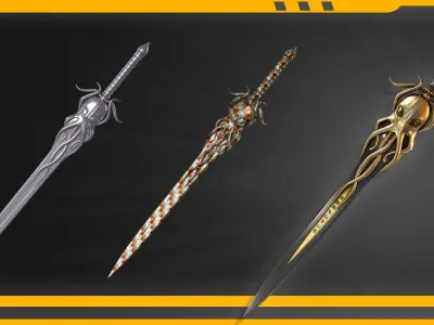25 Weapon Base mesh Low-poly 3D model