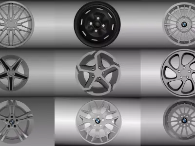 11 car rim pack 3D model