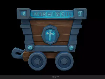 Stylized Mystic Mine Cart Game Ready - AI Low-poly 3D model