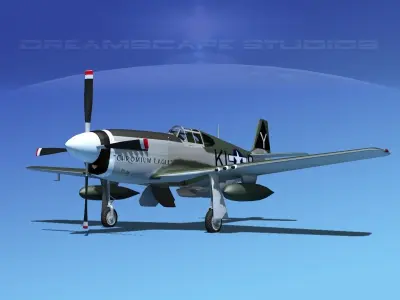 North American P-51B Mustang V02 3D model