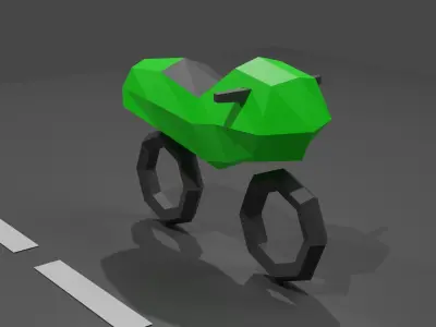 Lowest Poly Motorcycle 4 Color Pack Low-poly 3D model