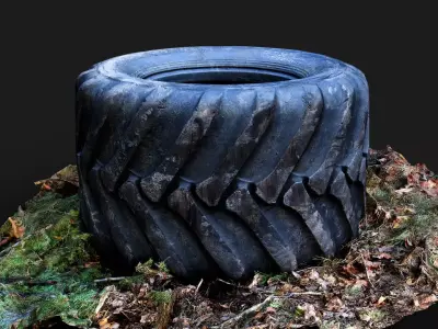 truck tractor tire junkyard debris PBR photogrammetry Low-poly 3D model