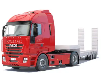 Iveco Stralis with Flatbed Semitruck 3D model