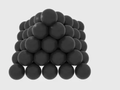 Cannonball pyramid of balls Low-poly 3D model