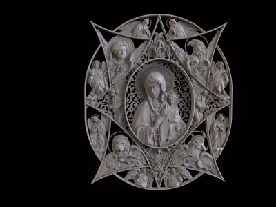 Theotokos the Unburnt Bush icon Free 3D print model