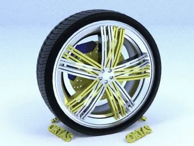ORTAS CAR RIM 5 GAME READY RIM TIRE AND DISC 3D model