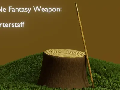 Simple Fantasy Quarterstaff Low-poly 3D model