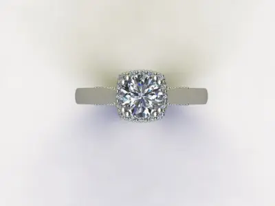 10024 halo diamond engagement ring 3D print model