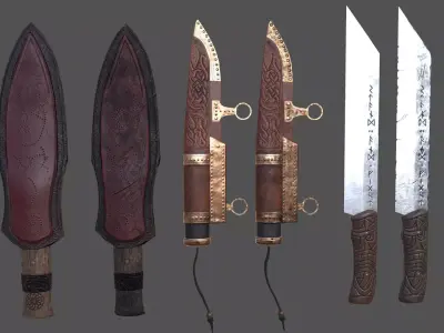 Viking Knife Kit Low-poly 3D model