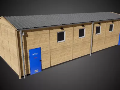Modular Storage Industrial Building Low-poly 3D model