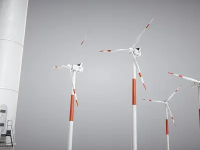 Windmills on the water Low-poly 3D model