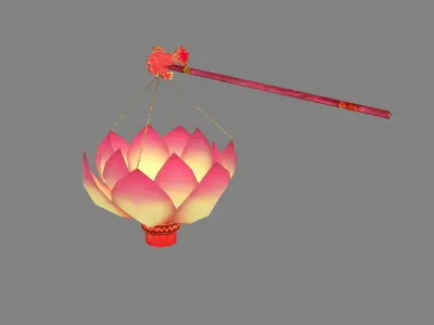Festive lantern - Lotus Paper Lantern - Candle Low-poly 3D model
