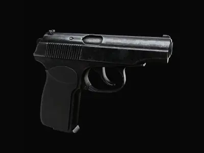 Old worn out Makarov Pistol Low-poly 3D model