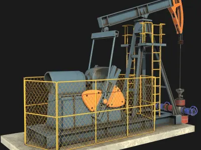 Low Poly Pumpjack  Low-poly 3D model