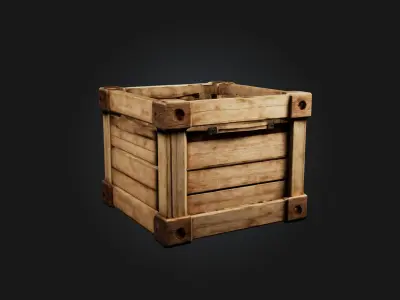 Realistic Wooden Crate Model Low-poly 3D model